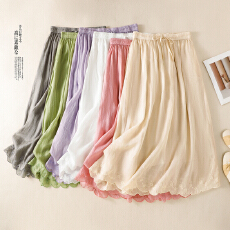 批发实拍#2026半身裙女夏季大摆裙气质双层显瘦时尚下摆刺绣飘逸<b class='q'>长裙</b>