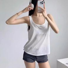 批发慵懒宽松背心T恤百搭内搭小众设计感显瘦打底<b class='q'>老头</b><b class='q'>衫</b>吊带上衣女夏