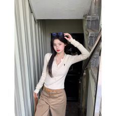 批发2025新款花纹针织衫女秋季超好看V领绝美高级感长袖修身<b class='q'>T</b><b class='q'>恤</b>上衣