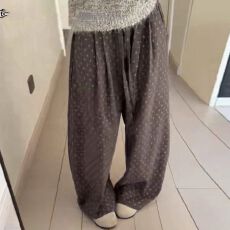 批发碎花弯刀<b class='q'>裤</b>女秋冬2025新款高腰显瘦宽松垂感加绒休闲阔腿<b class='q'>裤</b>