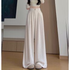 批发糯米西装裤女秋季2025新款高腰秋冬加绒休闲垂感直筒阔腿裤