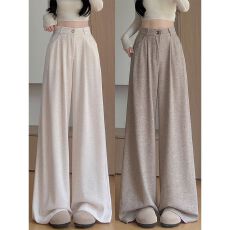 批发韩系糯米西装裤女秋冬2025新款高腰宽松慵懒休闲加绒垂坠感阔腿裤