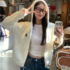 批发针织<b class='q'>开衫</b>2025新款毛衣外套春季女装初秋韩系穿搭连帽上衣