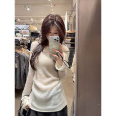 批发纯色高级感气质针织<b class='q'>罩衫</b>2025早春新款百搭修身显瘦长袖上衣