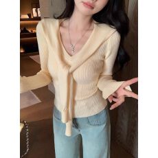 批发学院风披肩V领<b class='q'>针织衫</b>女2025秋冬季新款甜美内搭上衣打底衫