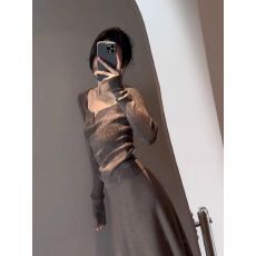 批发法式大领口修身打底衫女秋冬内搭毛衣小个子v领针织长袖上衣