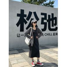 批发辣妹胖mm外穿无袖吊带连衣裙高级感纽扣背心长裙收腰<b class='q'>显瘦</b>修身裙子
