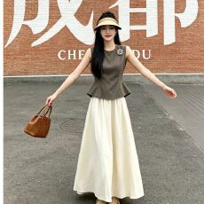 批发法式小香风气质名媛无袖上衣女2026<b class='q'>夏</b>季新款温柔风半身裙两件套