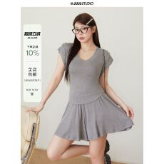批发“慵懒一夏”微胖mm亲肤软糯短袖T恤显瘦<b class='q'>裙裤</b><b class='q'>大码</b>套组
