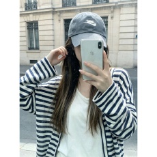 批发复古条纹微透女开衫长袖外套宽松罩衫上衣