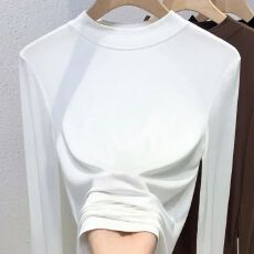 批发1*1螺纹德绒螺纹德绒长袖T恤女胖mm加肥百搭舒适内搭<b class='q'>打底衫</b>女
