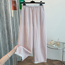 批发蕾丝卷边粉色休闲<b class='q'>裤</b>气球<b class='q'>裤</b>女夏2026新款宽松百搭薄款九分<b class='q'>裤</b>弯刀<b class='q'>裤</b>