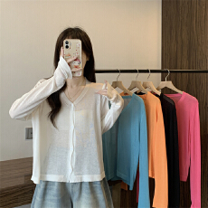 批发实拍实价 薄款新款<b class='q'>针织</b><b class='q'>开衫</b>外套女宽松短款空调衫防晒衫衣冰爽丝