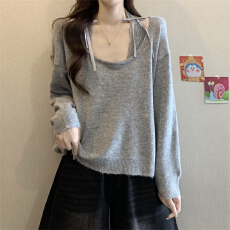批发实拍实价 秋冬针织毛衣套装女显设计感减龄百搭<b class='q'>背心</b>两件套长袖