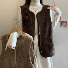 批发实拍实价秋冬小香风羊羔毛<b class='q'>马甲</b>女新款薄款背心摇粒绒保暖外穿坎肩