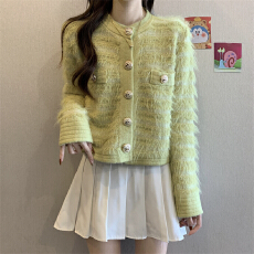 批发实拍实价 新家仿水貂绒毛衣<b class='q'>甜美</b>设计感加厚长袖针织上衣