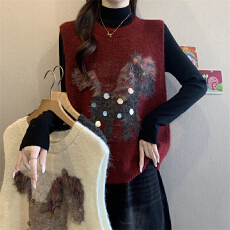 批发实拍实价 新款<b class='q'>通勤</b>风毛绒针织马甲百搭叠穿背心外搭