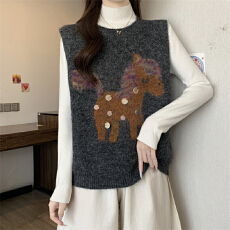 批发实拍实价 新款通勤风毛绒针织马甲<b class='q'>百搭</b>叠穿背心外搭