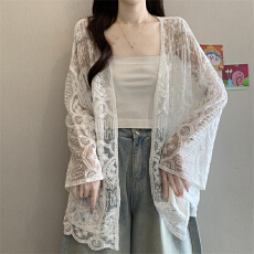 批发实拍实价 新款法式防晒长袖开衫花<b class='q'>蕾丝衫</b>女宽松洋上衣