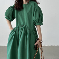 批发有货~复古<b class='q'>宫廷</b>风不规则宽松泡泡袖<b class='q'>连衣裙</b>