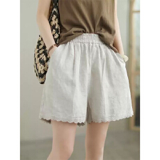 批发时尚简约风气质花边纯色短<b class='q'>裤</b>女装夏装新款宽松显瘦轻薄休闲阔腿<b class='q'>裤</b>
