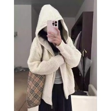 批发慵懒风羊羔毛连帽拉链针织<b class='q'>外套</b>女装秋季小众宽松<b class='q'>显瘦</b>上衣