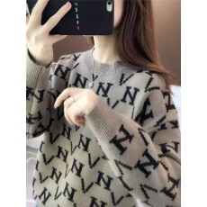 批发加绒加厚字母<b class='q'>毛衣</b>女针织衫高中初中学生冬内搭大童女孩保暖打底衫