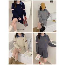 批发2025早秋新款针织衫<b class='q'>上衣</b>女长袖撞色翻领兔子刺绣毛线衣<b class='q'>外套</b>装