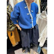 批发韩国<b class='q'>东大门</b><b class='q'>代购</b>秋季款纯色蝴蝶结V领针织开衫