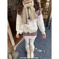 批发费尔岛童话 甜美少女提花针织毛衣高腰半裙两件套套装