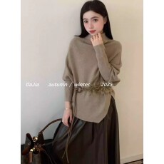 批发巨好看秋冬针织衫女2025新款慵懒高级感蝙蝠<b class='q'>长袖</b>毛衣配腰带