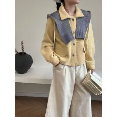 批发高级感卡其色可拆卸娃娃翻领小香风毛呢外套<b class='q'>女</b>秋冬款加厚保暖上衣