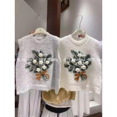 批发韩系温柔刺绣花朵毛衣<b class='q'>马甲</b>女套头宽松秋冬叠穿厚款针织衫背心上衣