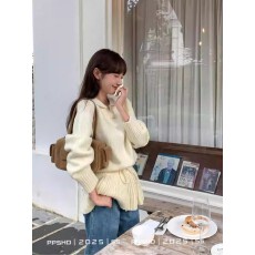 批发韩系慵懒羊绒保暖v口翻领可拆卸两件套厚实套装毛衣