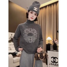 批发灰色高领提花套头毛衣女2025冬季新款修身显瘦休闲百搭超好看上衣
