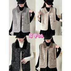 批发仿貂绒开衫马甲女款2026新款秋季外穿背心中年<b class='q'>妈妈</b>装外套格子上衣
