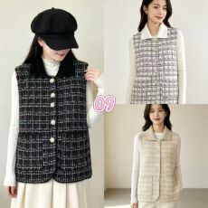 批发仿貂绒开衫马甲女款2026新款秋季外穿背心中年<b class='q'>妈妈</b>装外套格子上衣