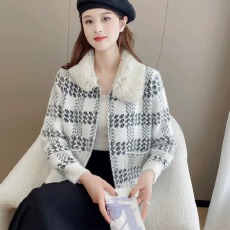 批发2026年女士秋冬新款洋气仿水<b class='q'>貂绒</b>加厚<b class='q'>外套</b>高级毛领开衫上衣