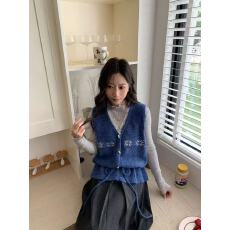 批发手工绣花V领针织开衫马甲背心女春秋宽松外穿马夹叠穿毛衣坎肩潮