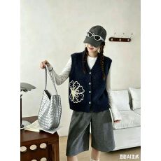 批发新款外贸跨境女士优雅花朵无袖圆领针织<b class='q'>毛衣</b>