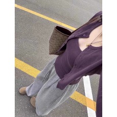 批发韩系辣妹紫色吊带<b class='q'>背心</b>开<b class='q'>衫</b>女春秋2026短款修身内搭长袖上衣两件套