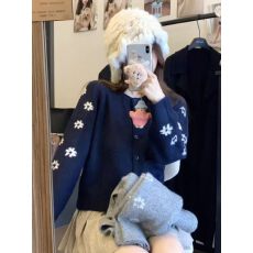 批发韩版时尚圆领<b class='q'>手工</b>刺绣<b class='q'>毛衣</b>外套女小众设计感针织衫