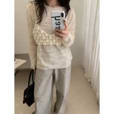 批发韩版小众慵懒风镂空钩花粗毛线吊带针织背心女个性小众设计感上衣