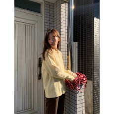 批发肌理提花学院风亨利领针织衫女秋2026新款宽松显瘦<b class='q'>毛衣</b>