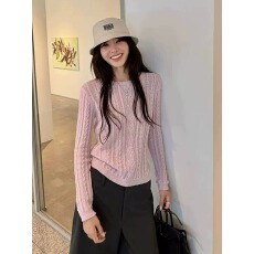 批发高级感复古麻花编织针织衫女秋冬季新款时尚<b class='q'>宽松</b>百搭打底毛衣上衣