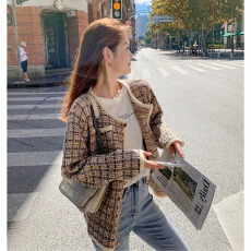 批发法式<b class='q'>新款</b>小众轻奢秋冬时尚韩系小小香风外套女单排扣复古上衣金丝