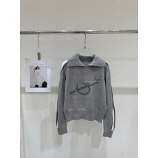 批发2025秋装新款西太后土星学院风翻领刺绣针织毛衣<b class='q'>女士</b>收腰显瘦上衣