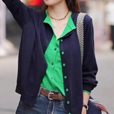 批发韩系早秋穿搭假两件针织开衫<b class='q'>外套</b>秋装女2025<b class='q'>新款</b>时尚洋气秋季上衣