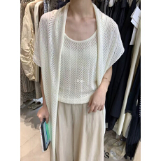 批发2026<b class='q'>春</b>季新款韩版镂空针织衫女橘色温柔风披肩两件套上衣