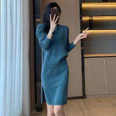 批发时尚休闲针织套装春秋保暖两件套南油高端赫本风打底毛衣 有现货